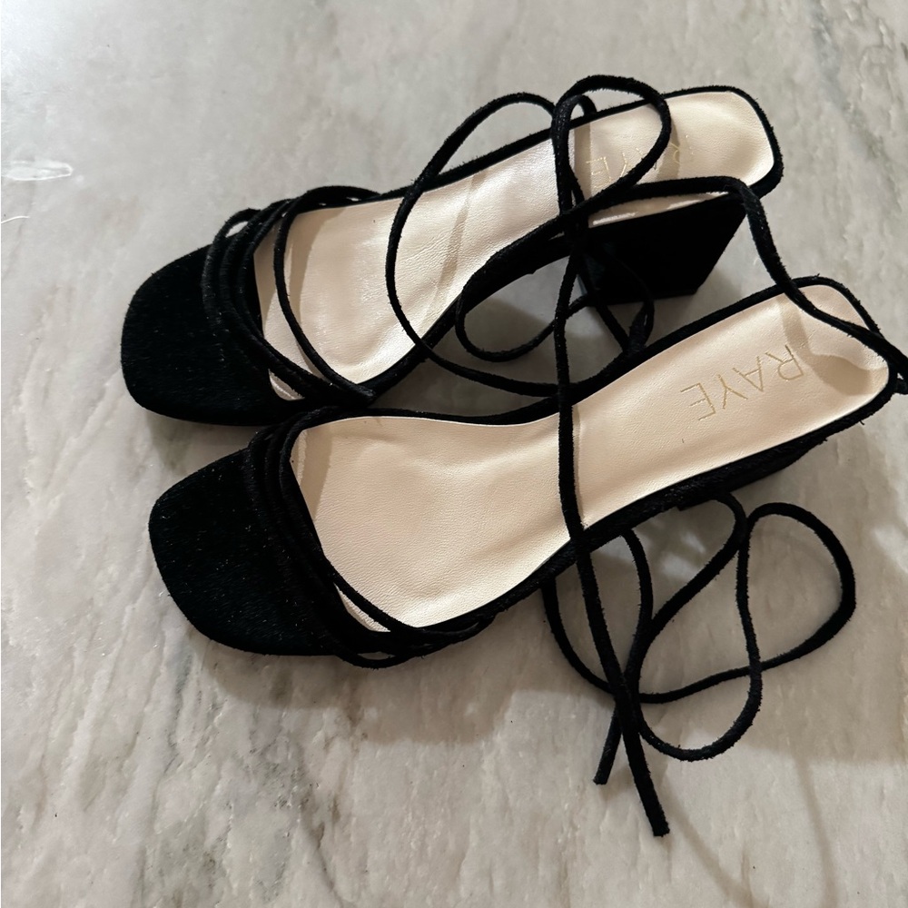 Raye Black Strappy Women's Heels